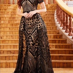 Black sequins floor length dress